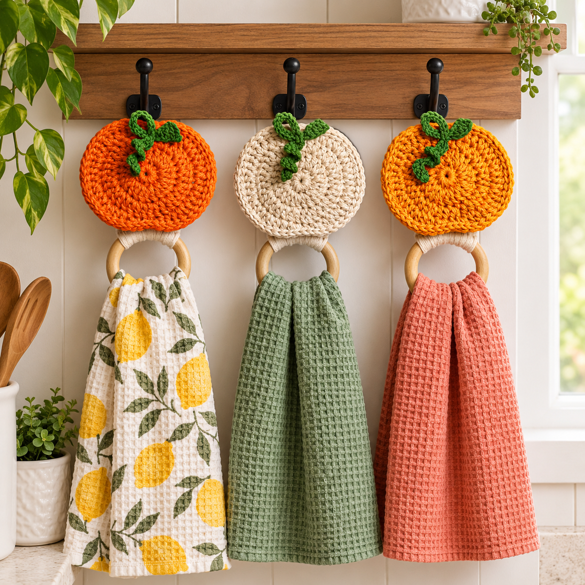 Pumpkin Towel Holder Crochet Pattern PDF | Autumn Kitchen Decor - Crafts