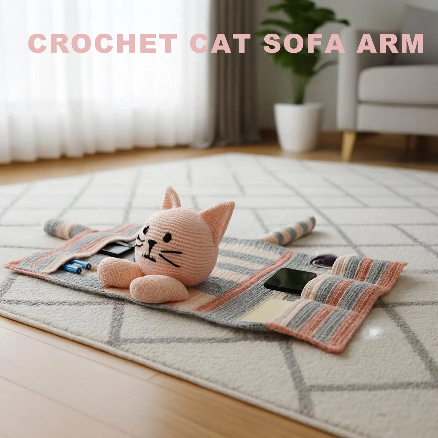 Crochet Cat Sofa Arm Organizer Pattern Couch Caddy PDF - Crafts