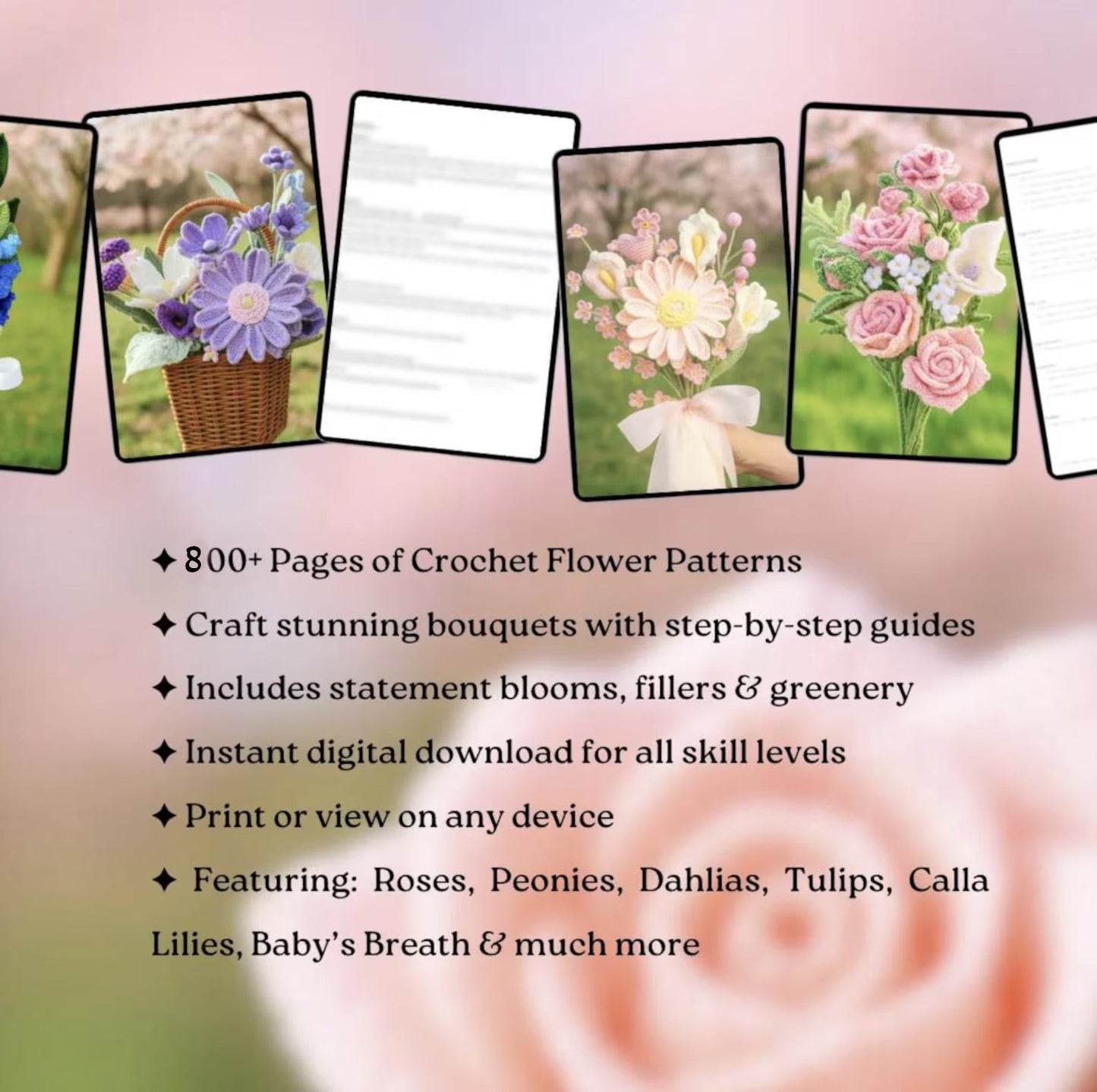 800+ Flower Bouquet Crochet PATTERNS - Crafts