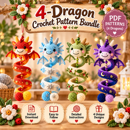 Dragon Spiral Tree Ornament Crochet Pattern 3D Bauble Gothic Christmas Decor | Crafts