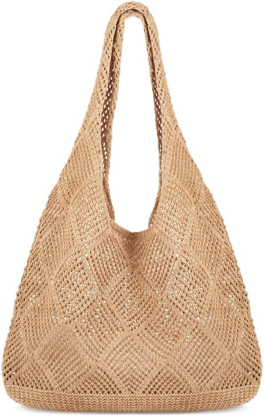 Crochet Sweet Tote bag for Women Aesthetic Mesh Hippie Bag Knit Bag