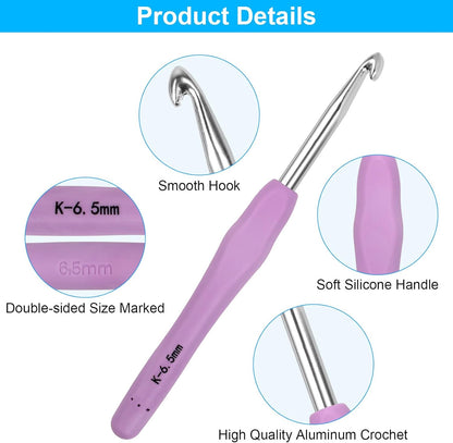Crochet Hooks 12 Sizes Crochet Hook Set Knitting Needles with Ergonomic Handles with Blue Case