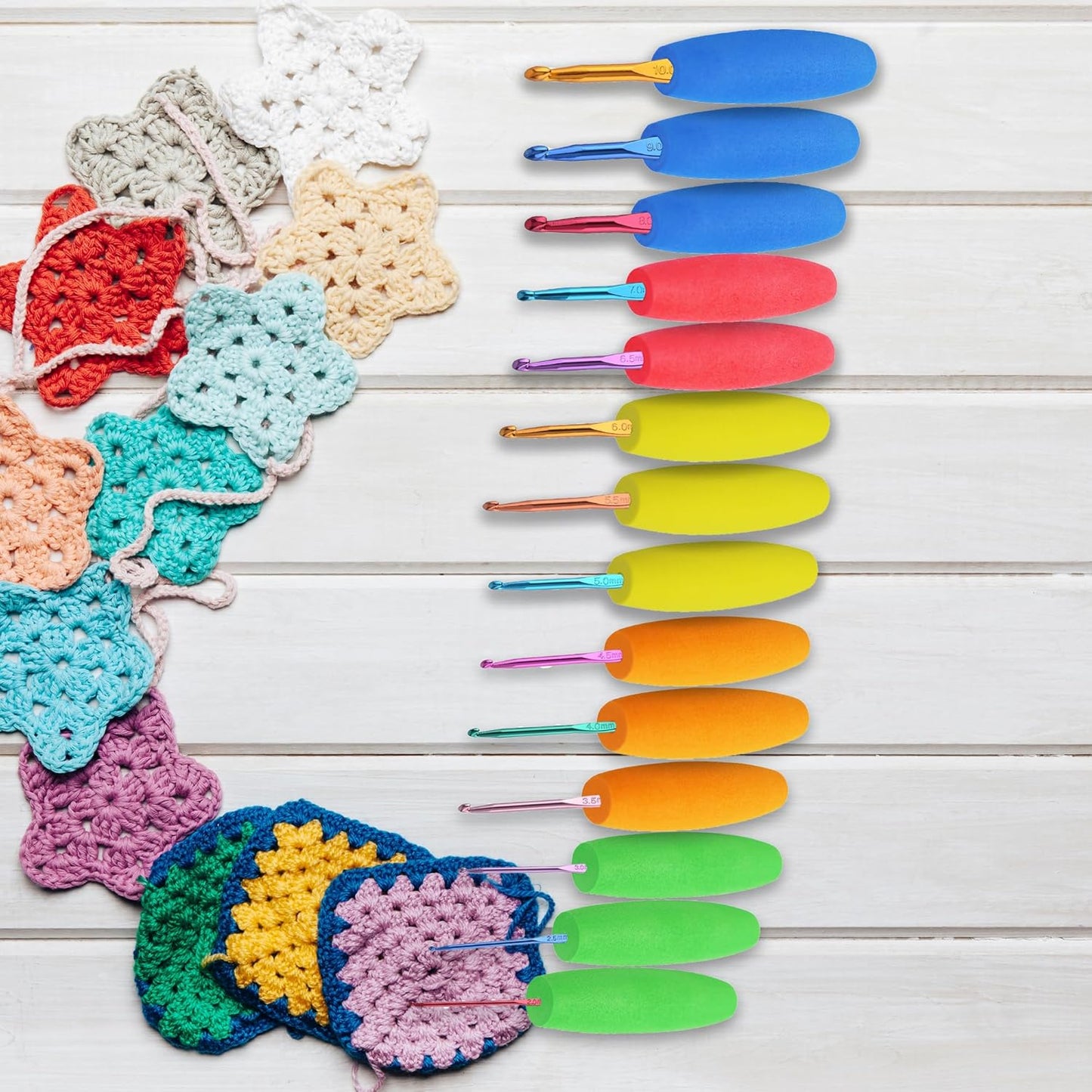 5PCS Crochet Hook Grips Set Ergonomic Fits 2mm to 10mm Hooks