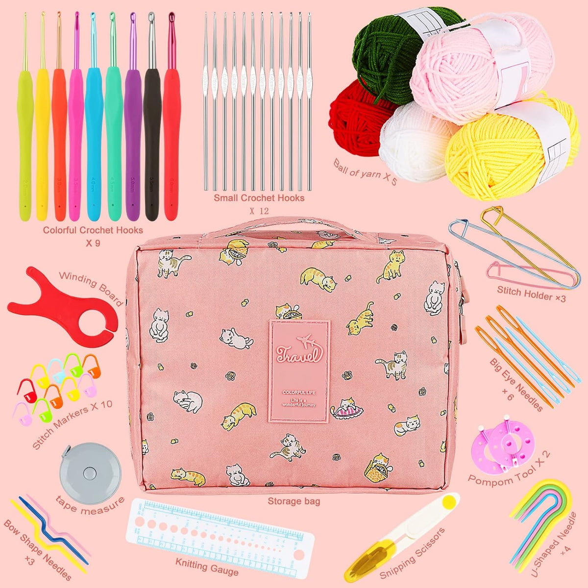 59-Piece Crochet Kit for Beginners Complete Crochet Starter Set