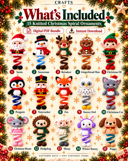 15 Christmas Crochet Spiral Patterns PDF Bundle - Holiday Ornaments | Crafts