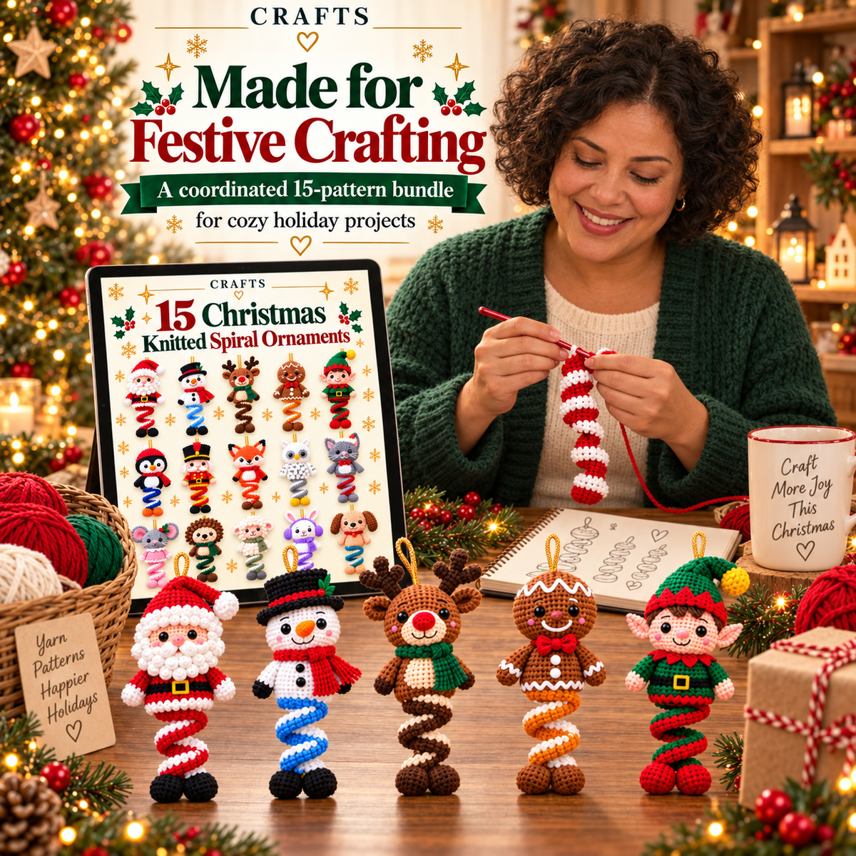 15 Christmas Crochet Spiral Patterns PDF Bundle - Holiday Ornaments | Crafts