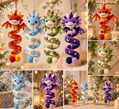 Dragon Spiral Tree Ornament Crochet Pattern 3D Bauble Gothic Christmas Decor | Crafts
