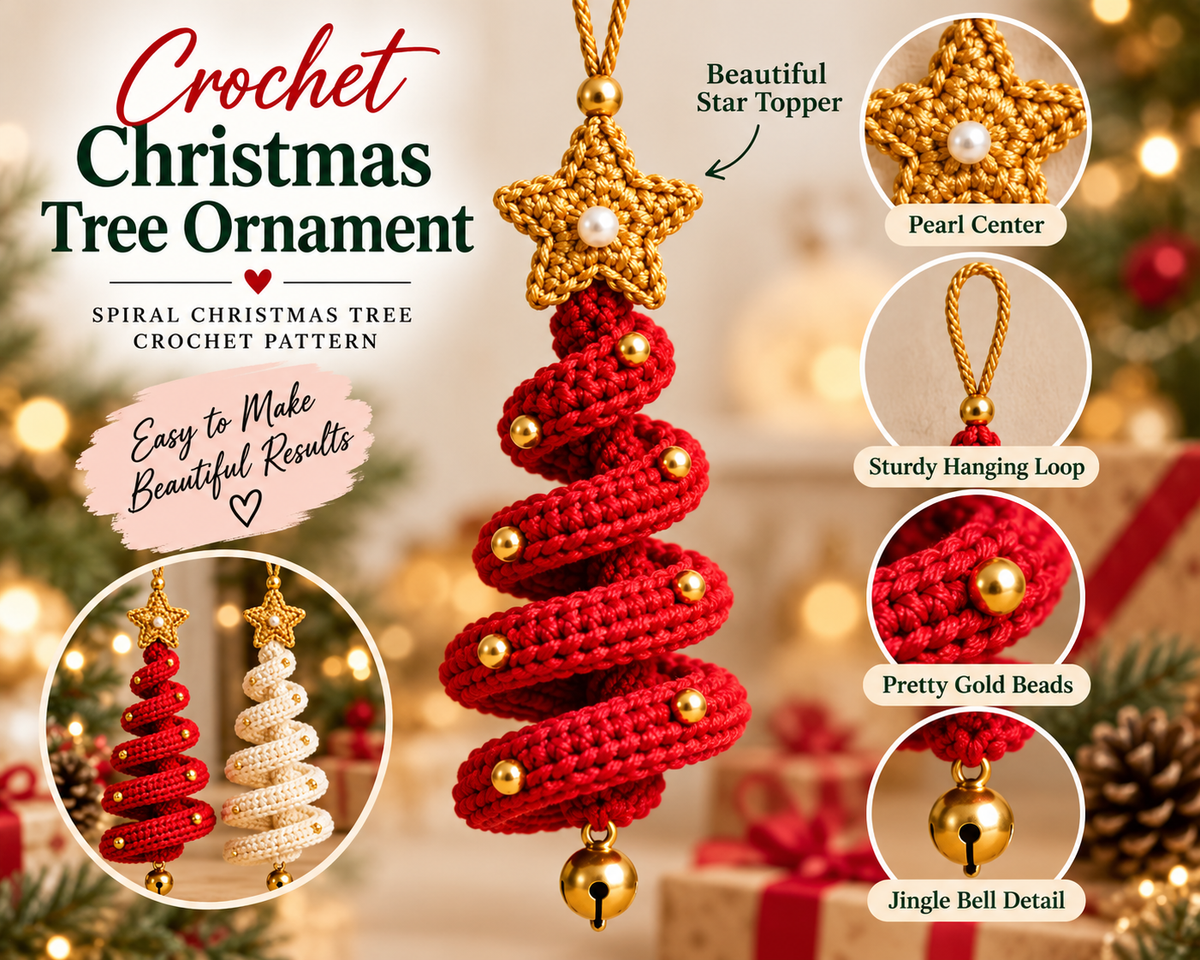 Crochet Christmas Tree Spiral Pattern 3-in-1  Hanging Spiral Ornament PDF | Crafts