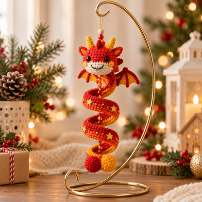 Dragon Spiral Tree Ornament Crochet Pattern 3D Bauble Gothic Christmas Decor | Crafts