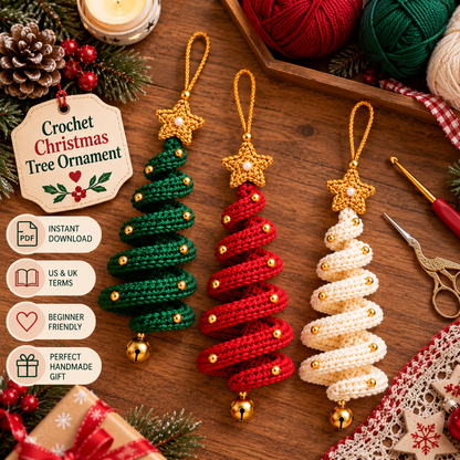 Crochet Christmas Tree Spiral Pattern 3-in-1  Hanging Spiral Ornament PDF | Crafts