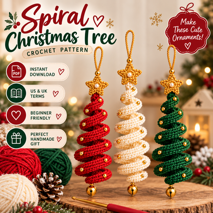 Crochet Christmas Tree Spiral Pattern 3-in-1  Hanging Spiral Ornament PDF | Crafts