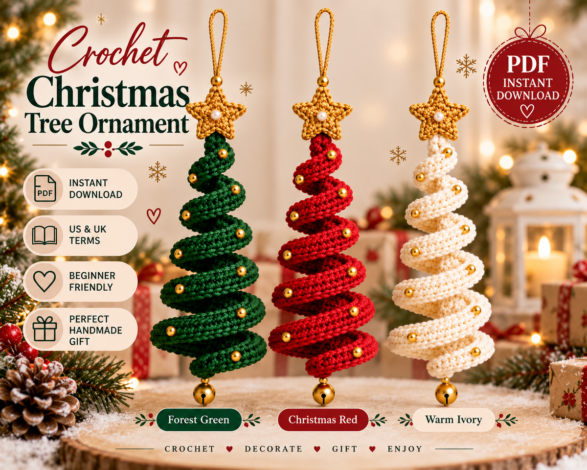 Crochet Christmas Tree Spiral Pattern 3-in-1  Hanging Spiral Ornament PDF | Crafts