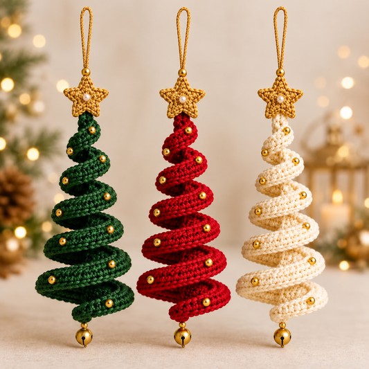Crochet Christmas Tree Spiral Pattern 3-in-1  Hanging Spiral Ornament PDF | Crafts