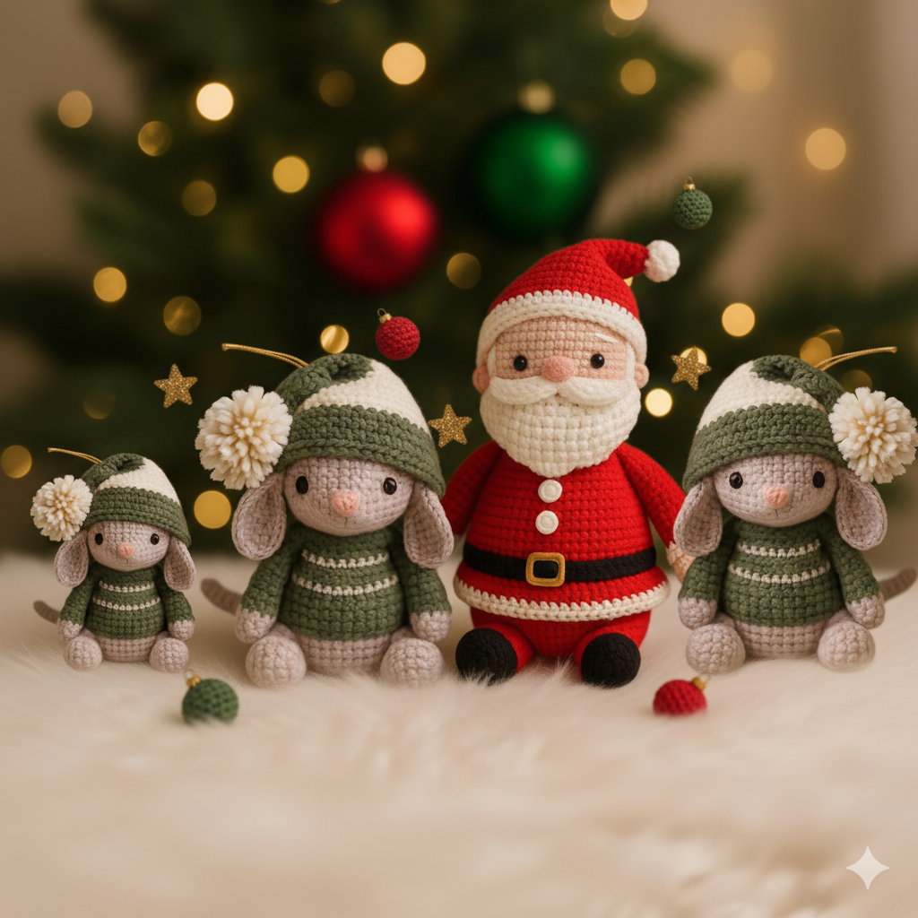 Amigurumi Santa and Mouse Christmas Crochet Patterns - Crafts