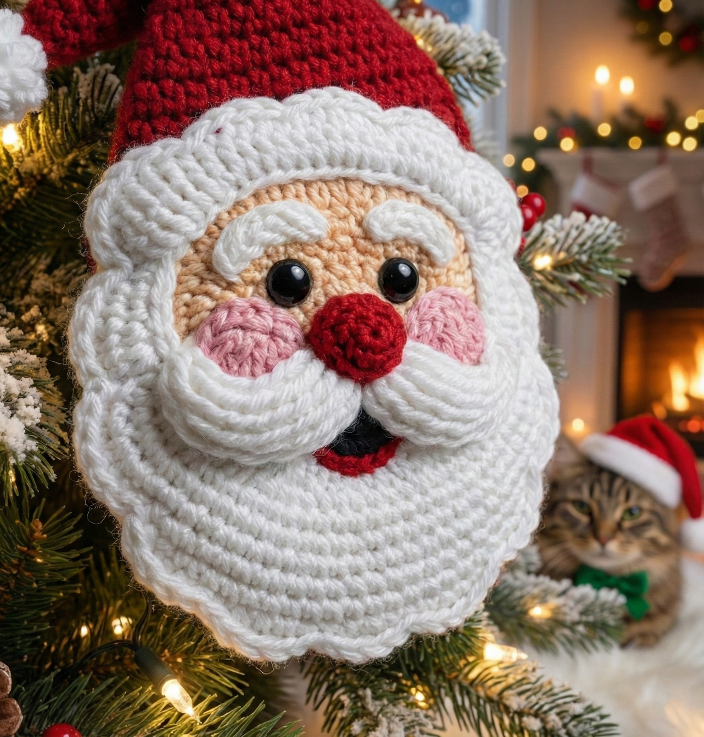 Santa Claus Ornament Crochet Pattern Christmas Holiday Wall or Tree Decor