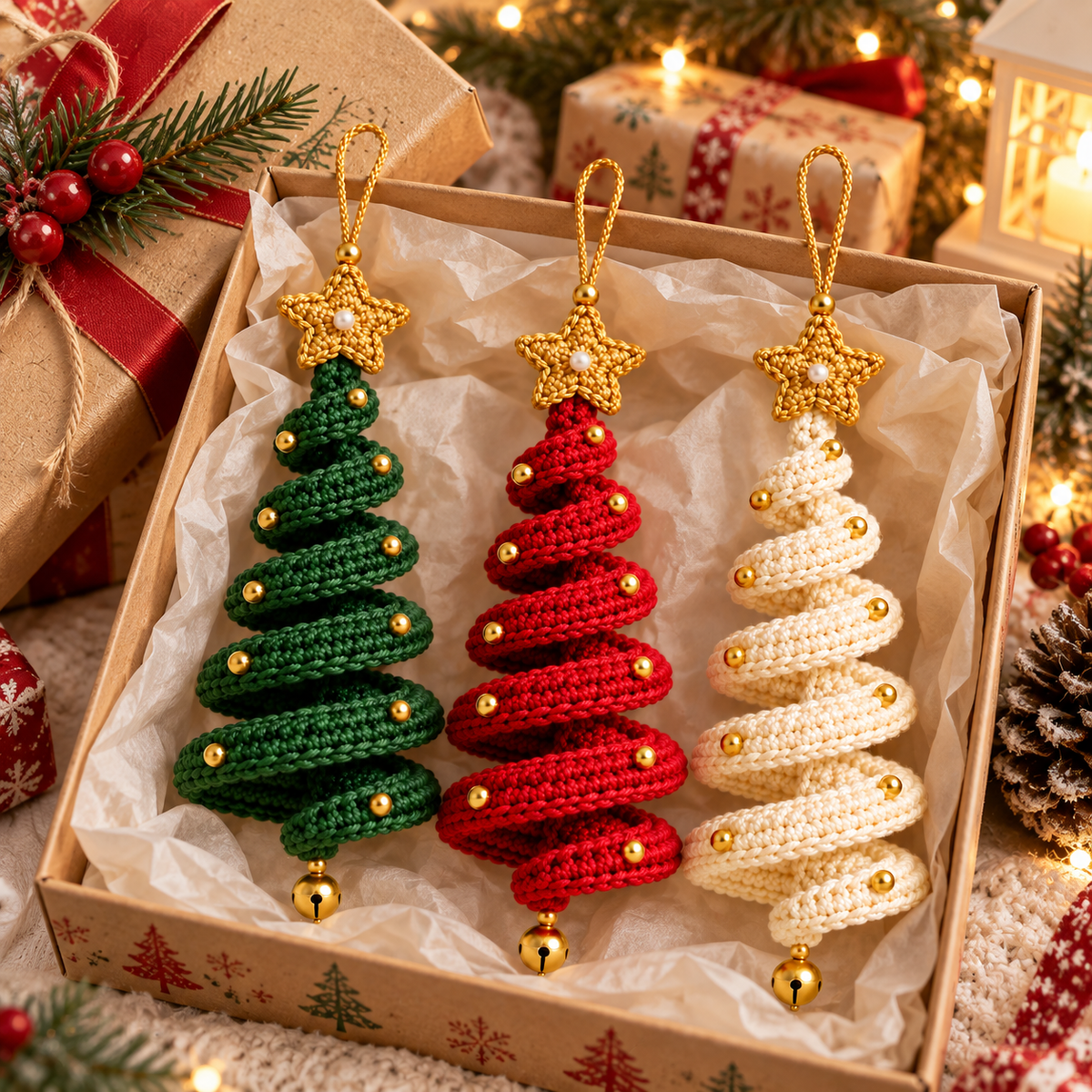 Crochet Christmas Tree Spiral Pattern 3-in-1  Hanging Spiral Ornament PDF | Crafts