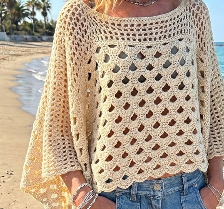 Summer Crochet Pattern Sweater Blouse openwork Crochet Cozy knit - Crafts