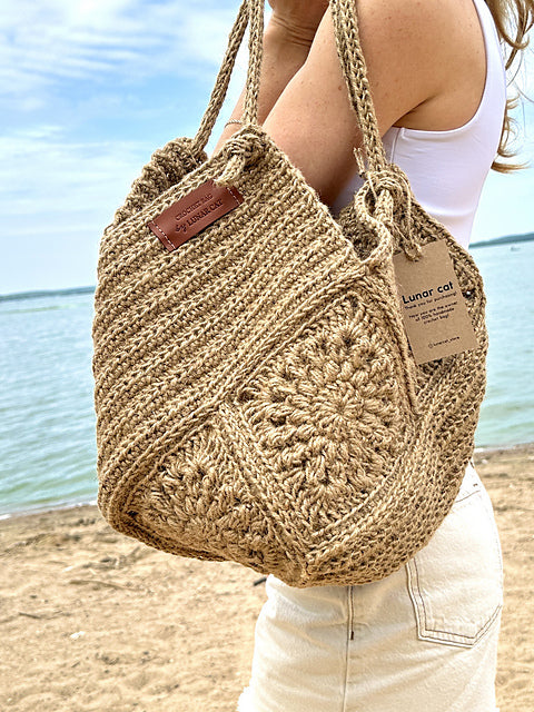 Jute Crochet Bag Pattern Stylish Granny Square - Crafts