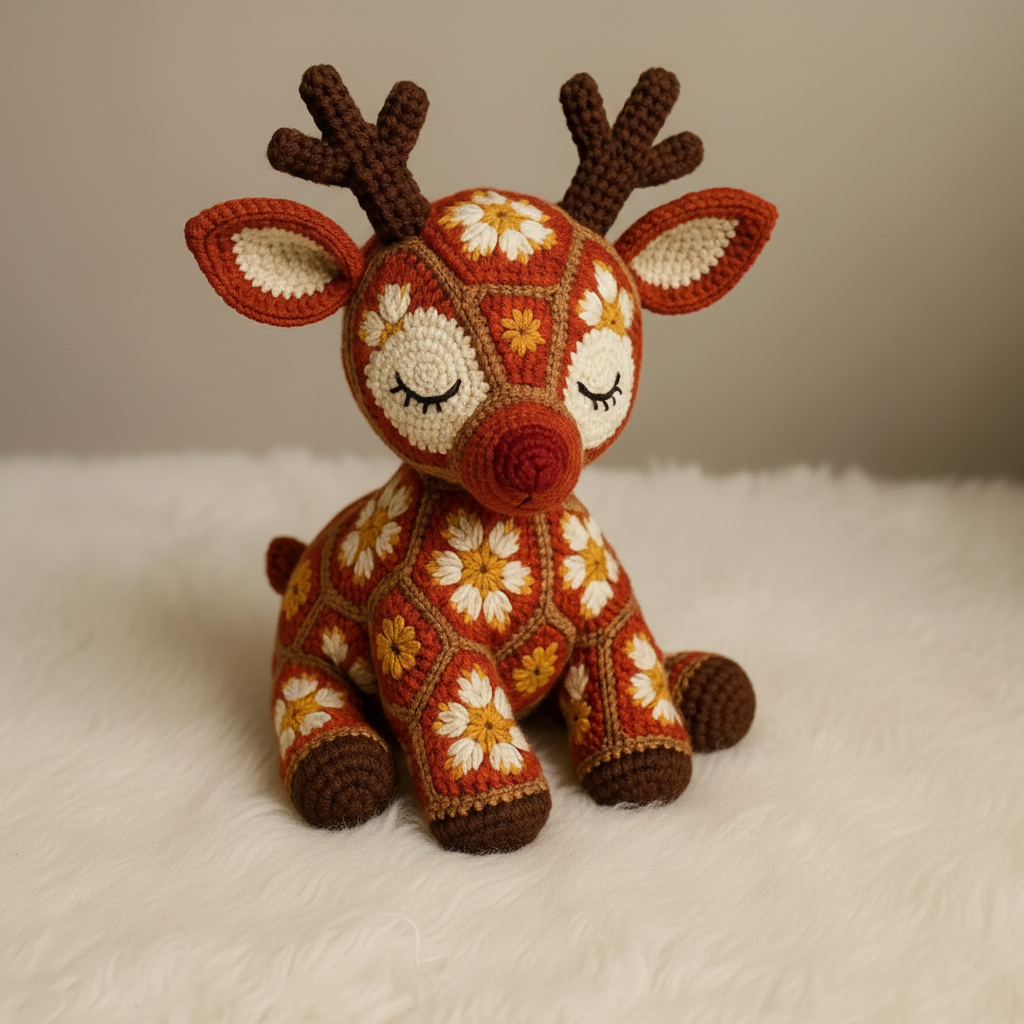 Reindeer African Flower Christmas Amigurumi Crochet Pattern - Crafts
