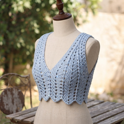 Summer V-Stitch Crochet Top Pattern Size XS to Plus Easy Beginner - Crafts