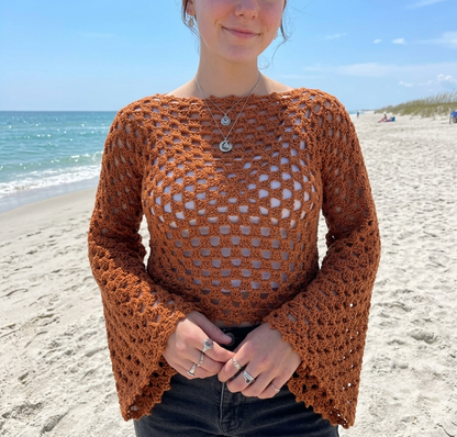 Retro Sweater Summer Crochet Pattern Classic Mesh Beginner Beachy Shirt PDF XS–5XL