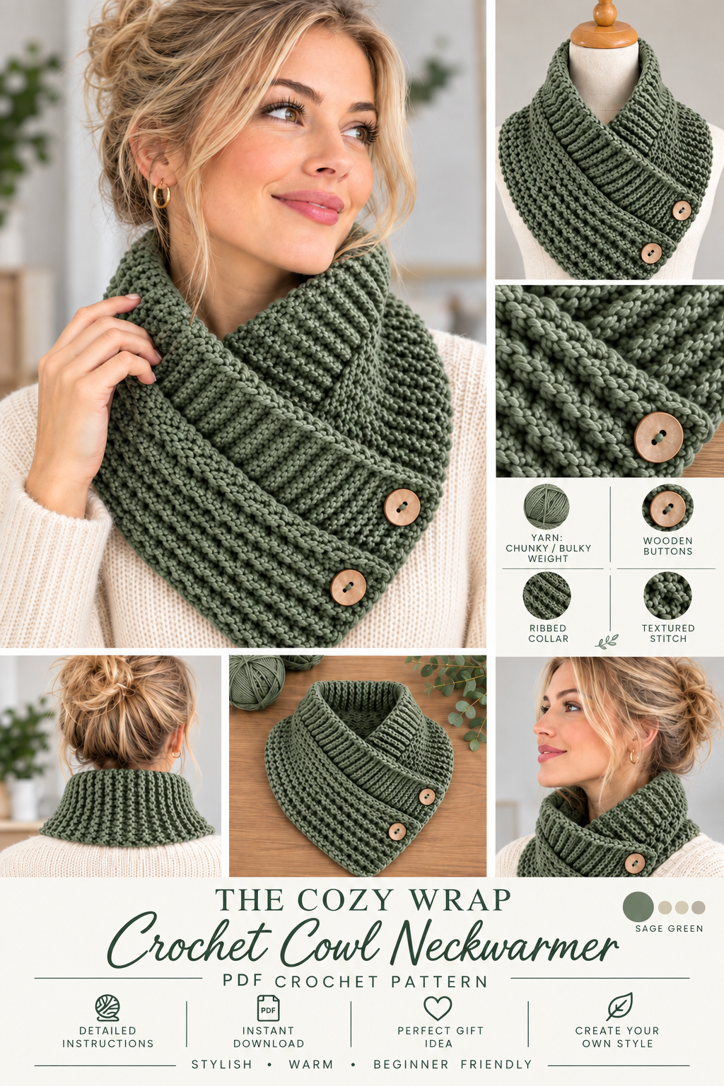 The Cozy Wrap Crochet Pattern Cowl Neckwarmer | Crafts