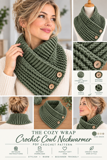 The Cozy Wrap Crochet Pattern Cowl Neckwarmer | Crafts