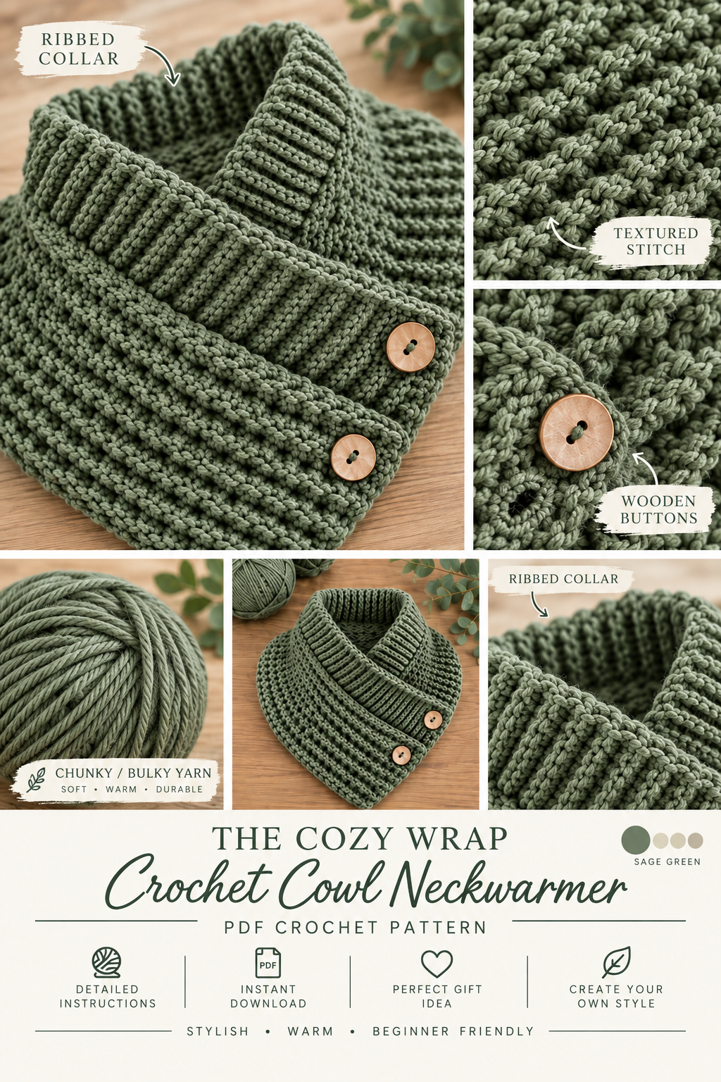 The Cozy Wrap Crochet Pattern Cowl Neckwarmer | Crafts