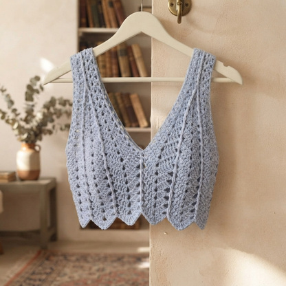 Summer V-Stitch Crochet Top Pattern Size XS to Plus Easy Beginner - Crafts