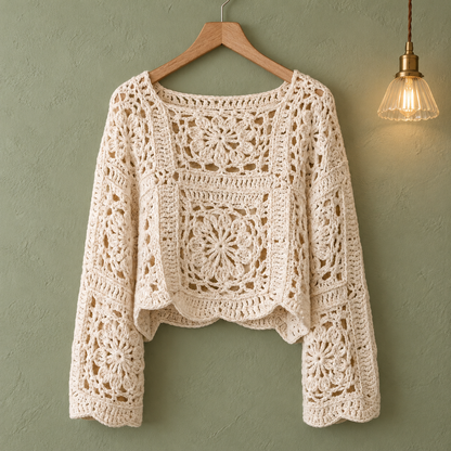 Cornflower Sweater Boho Crochet Pattern PDF Lace Sweater | Crafts