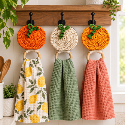 Pumpkin Towel Holder Crochet Pattern PDF | Autumn Kitchen Decor - Crafts