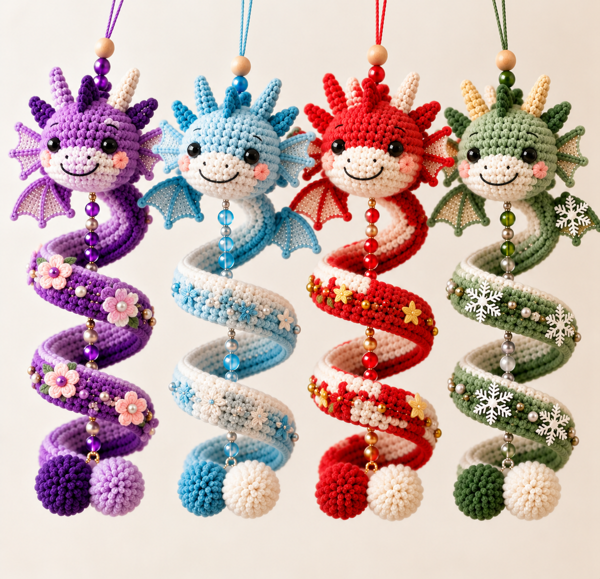 Dragon Spiral Tree Ornament Crochet Pattern 3D Bauble Gothic Christmas Decor | Crafts