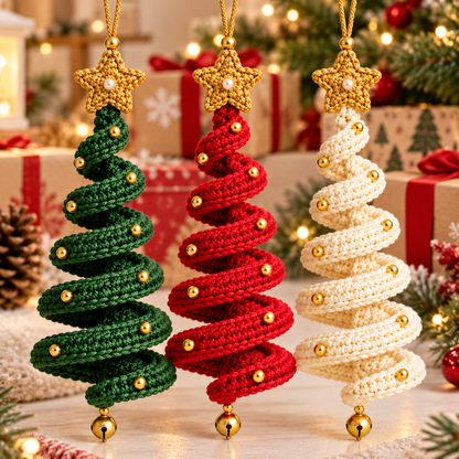 Crochet Christmas Tree Spiral Pattern 3-in-1  Hanging Spiral Ornament PDF | Crafts
