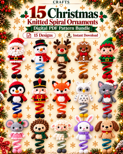 15 Christmas Crochet Spiral Patterns PDF Bundle - Holiday Ornaments | Crafts