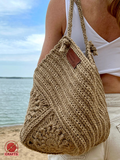 Jute Crochet Bag Pattern Stylish Granny Square - Crafts
