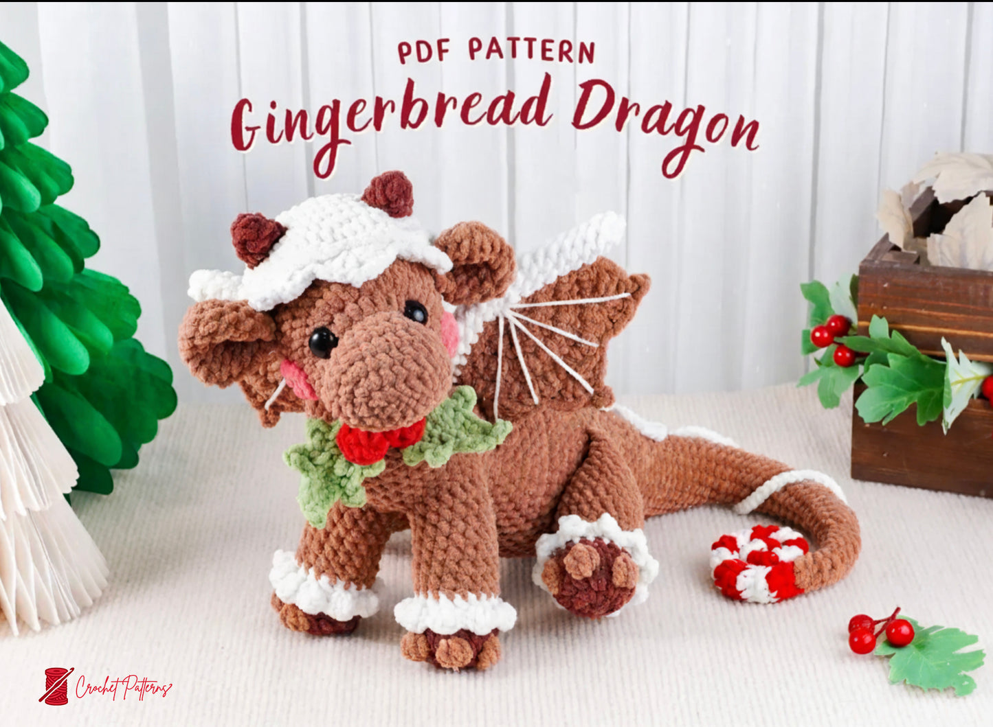 Christmas Amigurumi Gingerbread Dragon Crochet Pattern - Crafts
