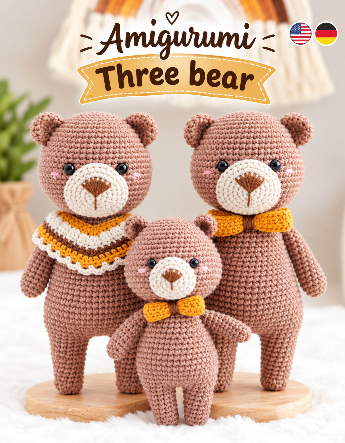 Häkelanleitung Amigurumi Drei Bären in Englisch PDF | Basteln