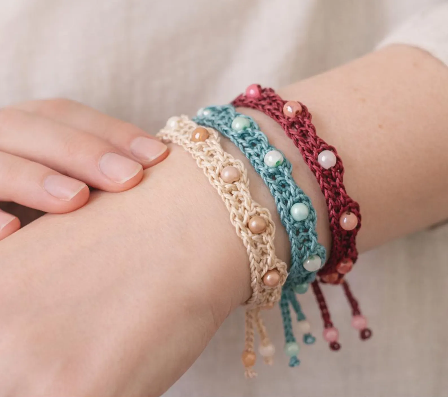 Bracelet Crochet Pattern Tutorial Boho Jewelry Easy Handmade Beginner - Crafts