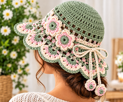 Bluebell Garden Crochet Sun Hat Pattern - Floral Lace Summer Hat | Crafts