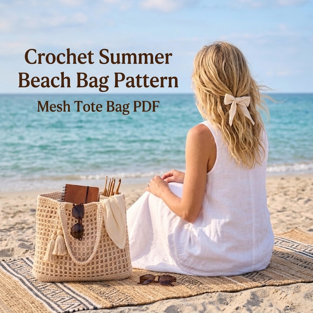 Crochet Summer Beach Bag Pattern Mesh Tote Bag PDF - Crafts