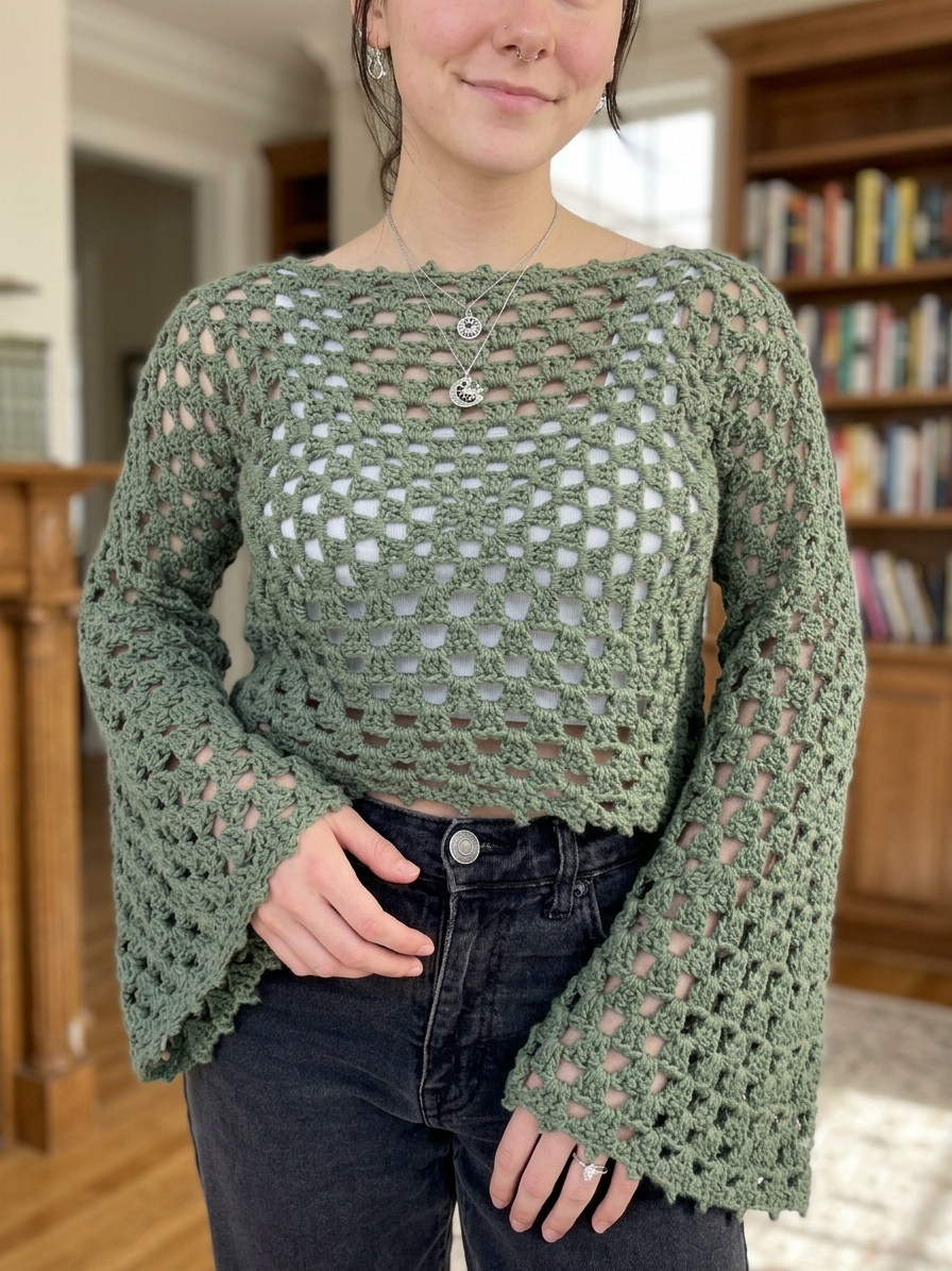 Retro Sweater Summer Crochet Pattern Classic Mesh Beginner Beachy Shirt PDF XS–5XL