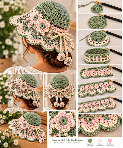 Bluebell Garden Crochet Sun Hat Pattern - Floral Lace Summer Hat | Crafts