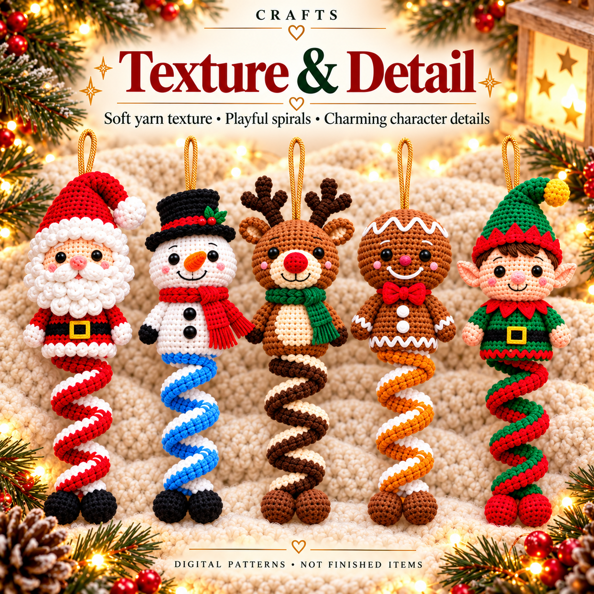 15 Christmas Crochet Spiral Patterns PDF Bundle - Holiday Ornaments | Crafts