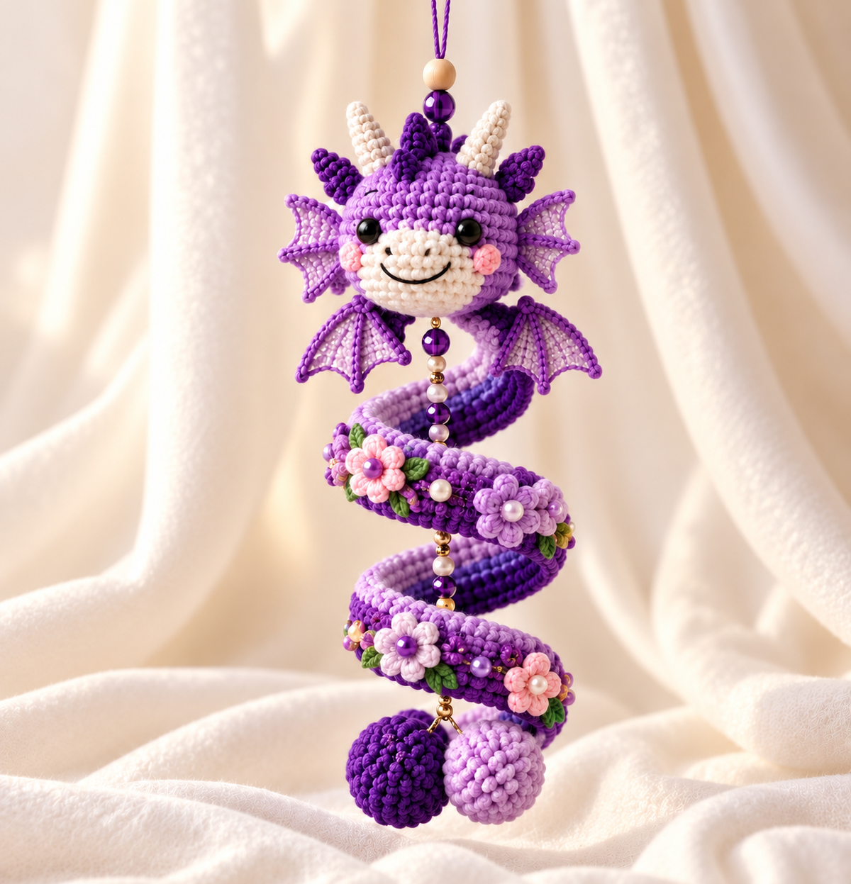 Dragon Spiral Tree Ornament Crochet Pattern 3D Bauble Gothic Christmas Decor | Crafts