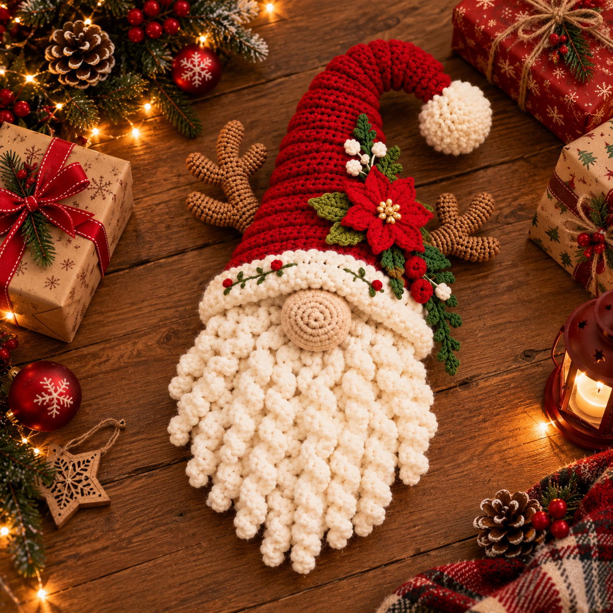 Christmas Gnome Crochet Pattern Santa Gnome Door Hanger Reindeer Gnome Holiday Wall | Crafts