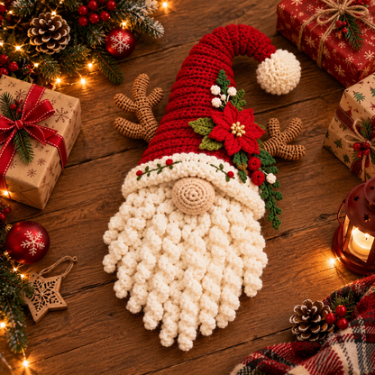 Christmas Gnome Crochet Pattern Santa Gnome Door Hanger Reindeer Gnome Holiday Wall | Crafts