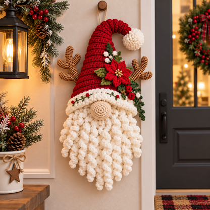 Christmas Gnome Crochet Pattern Santa Gnome Door Hanger Reindeer Gnome Holiday Wall | Crafts