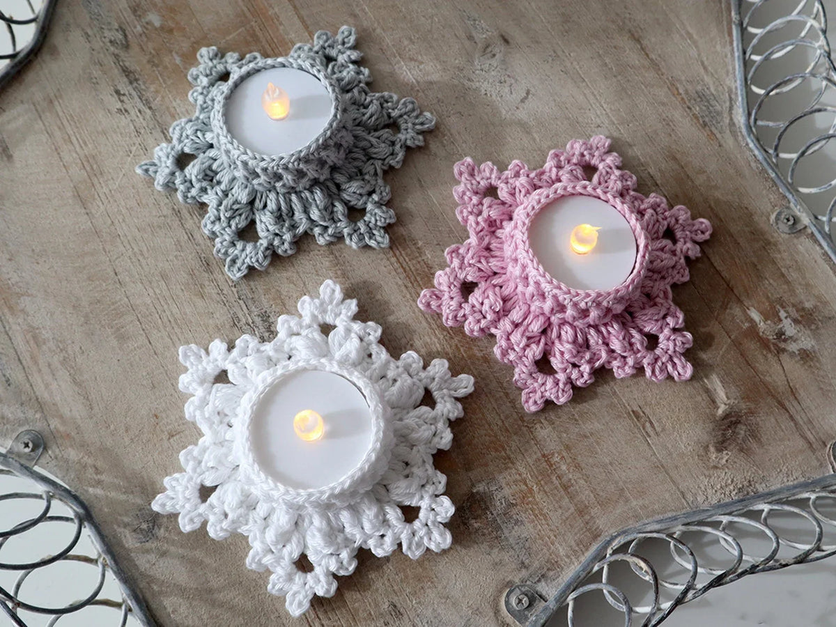 Snowflake LED Tea Light Holders Crochet Pattern - Crafts