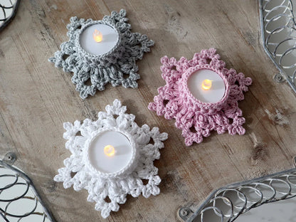 Snowflake LED Tea Light Holders Crochet Pattern - Crafts