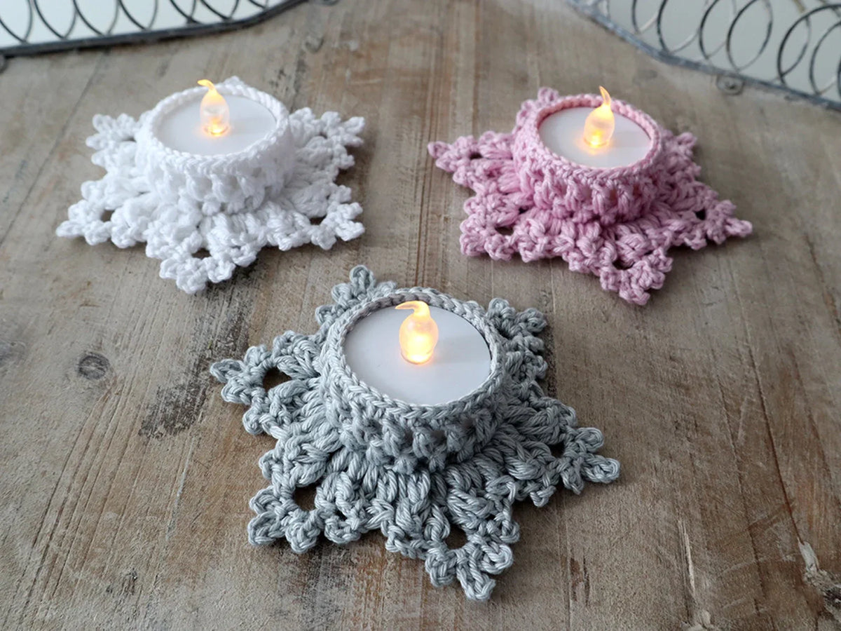 Snowflake LED Tea Light Holders Crochet Pattern - Crafts